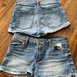 See Thru Soul 2 blue denim jean high rise boyfriend shorts sz 26 distressed raw